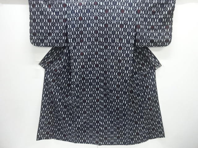 JAPANESE KIMONO / ANTIQUE COTTON HONBA KURUME KASURI GEOMETRIC PATTERN